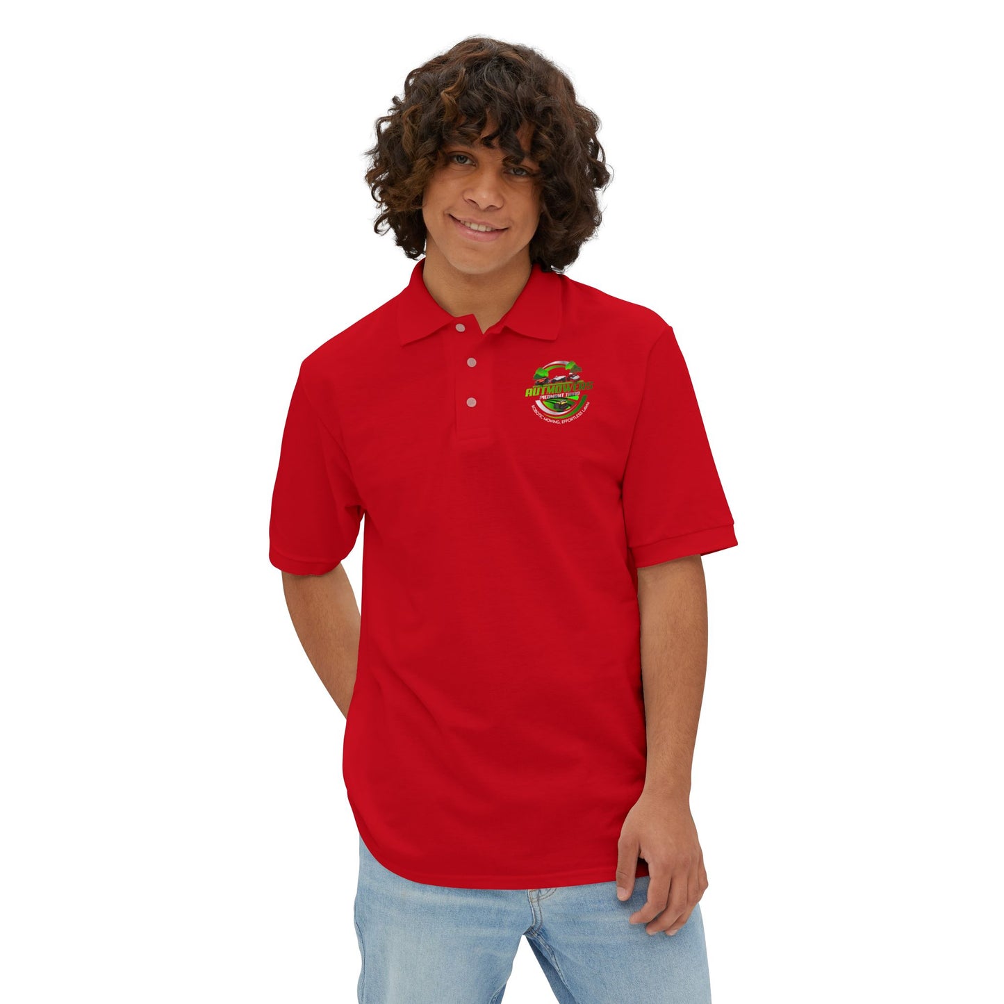 Men's Piqué Polo Shirt - Custom Auto Movers Design